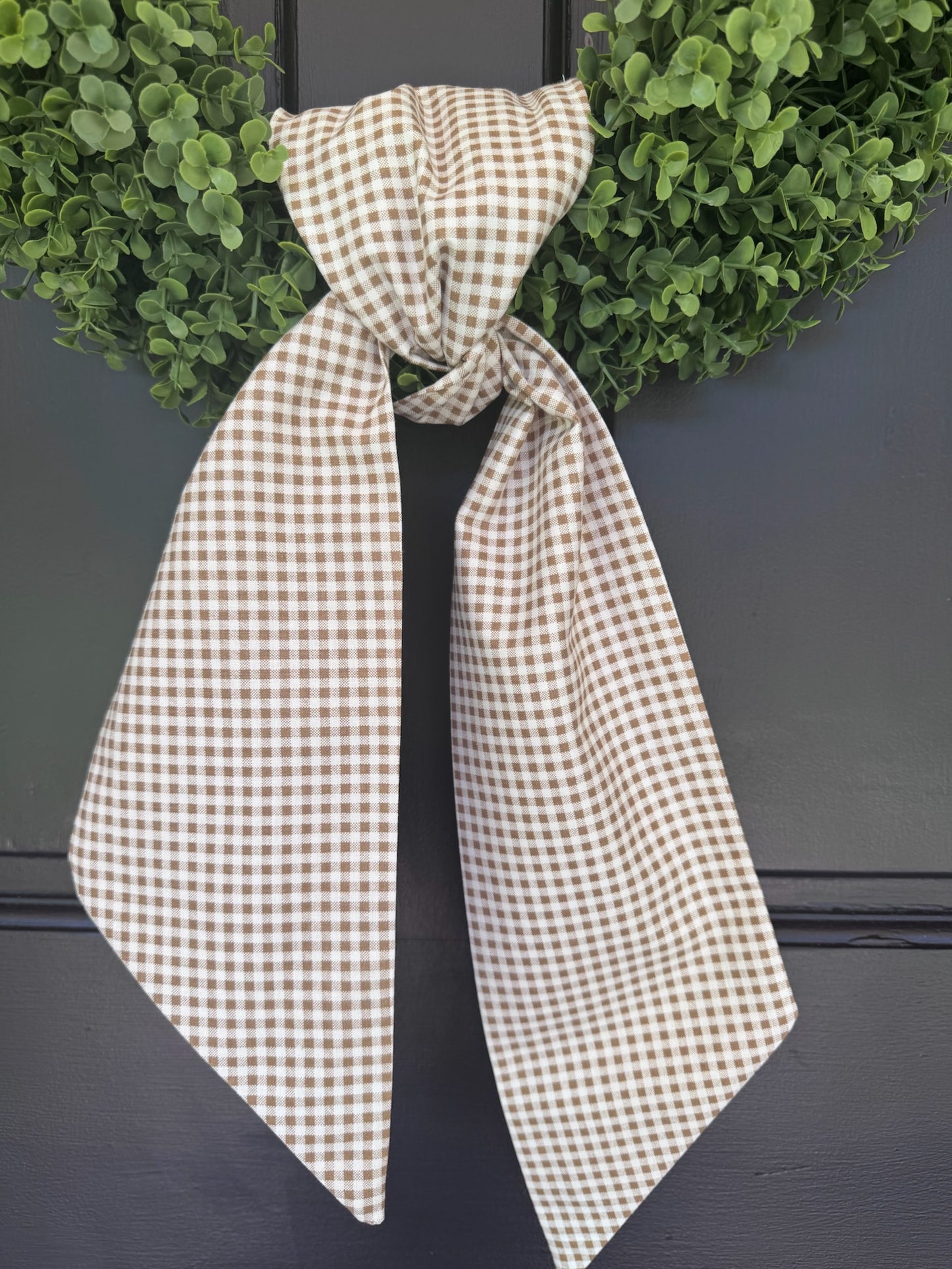 Neutral Gingham Accessory Wreath Sash