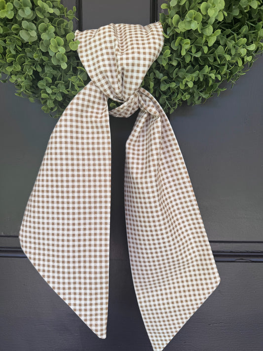Neutral Gingham Accessory Wreath Sash